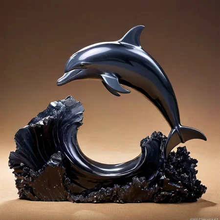 dolphin jumping made out of obsidian <lora:Obsidian SDXL:1>