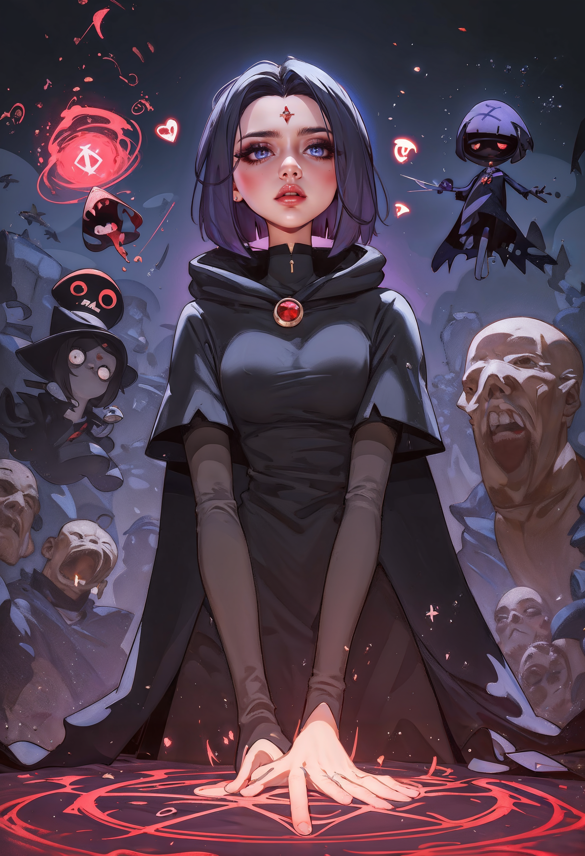 score_9, score_8_up, score_7_up,  hex magic, gothic outfit, black dress, raven (DC), necromantic magic, summoning magic, innuendo, d4lm4u,  <lora:Expressive_H-000001:0.8>, expressiveH  <lora:Pony_DetailV1.0:0.9> <lora:D4lm4uXLP:0.9>