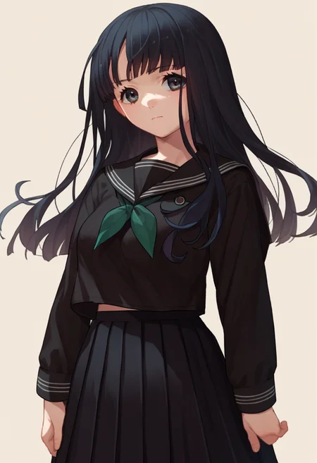 score_9, score_8_up, score_7_up, source_anime, <lora:RinneCAME-000007:1> Rinne, long hair, black hair, black eyes, black serafuku, black skirt, green necktie,