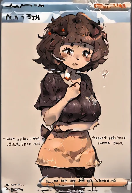 mature female, milf, motherly, Border, English text, mimi typh, mimi, human dog, furry, brown hair, light brown fur, floppy dark brown ears, brown tail, small dark brown blush, solo