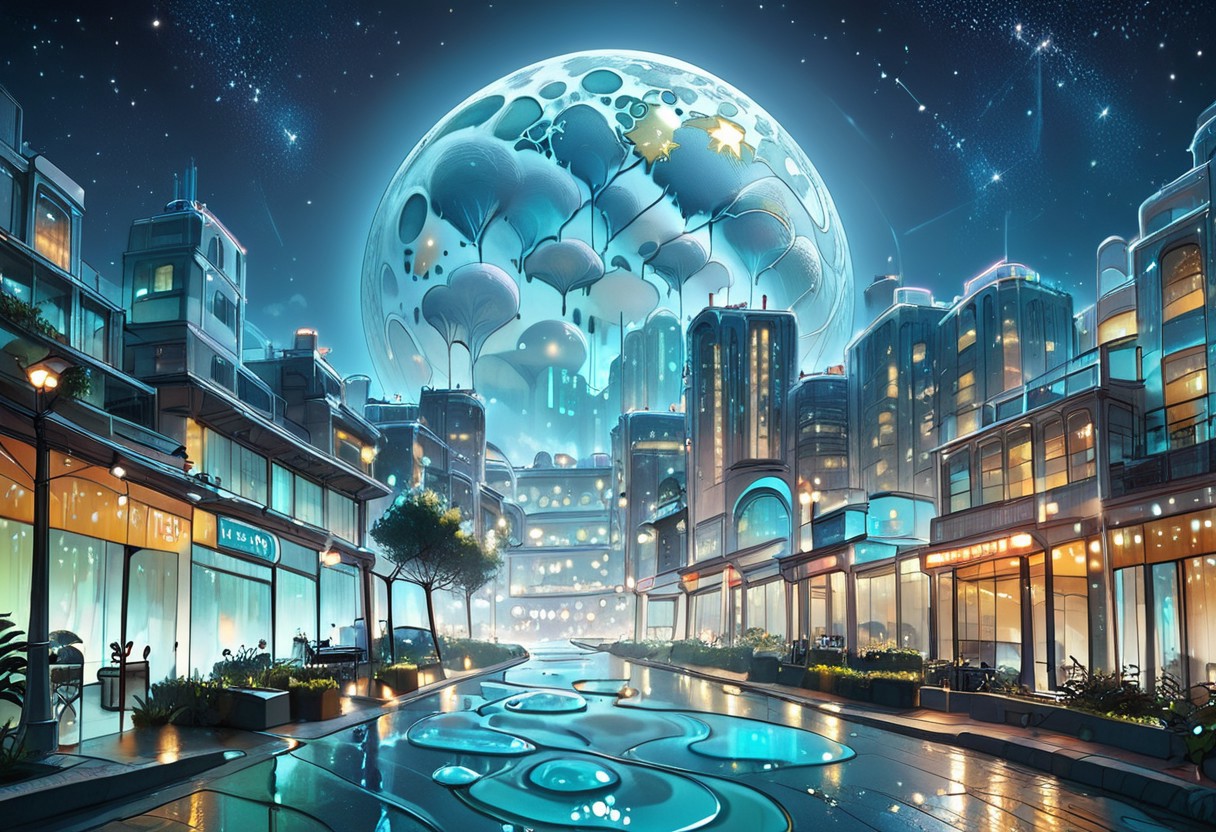 {{ (  score_9, score_8_up, score_7_up, score_6_up, Masterpiece, Highly Detailed, 8k, Volumetric Lighting, Shadows, Proper Lighting Effects, sl1m3d, slime-morph ) }}
BREAK
{{ Detailed Background ( Urban Landscape, Tall Buildings, Skyscraper, Nighttime, Full Moon, Stars, Sparse Clouds, Street Level, made of ice crystals ) }}