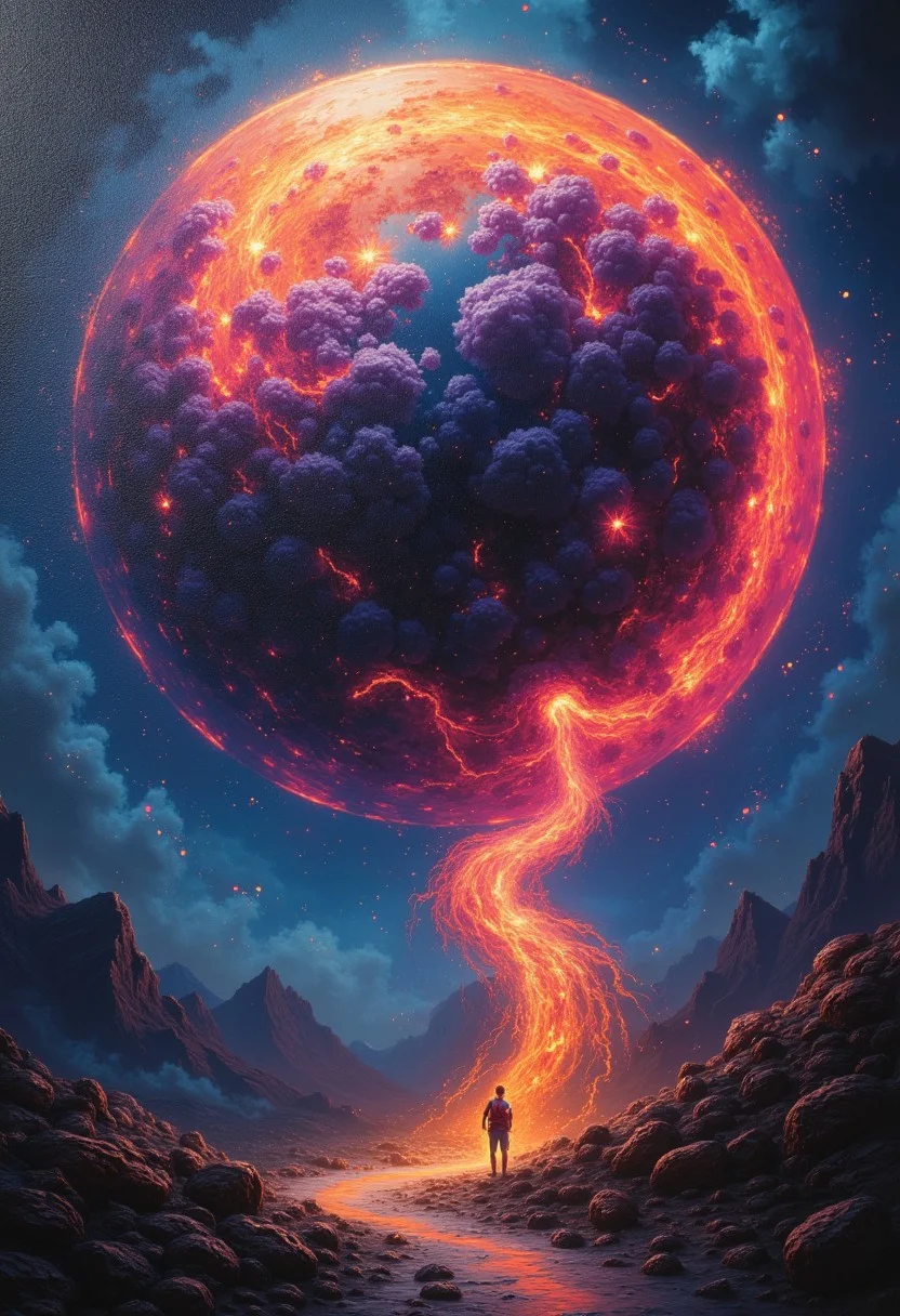 Oil painted and digital art style. Create a unexpected fantasy image that combines the style of oil painting and digital painting. Add more details.