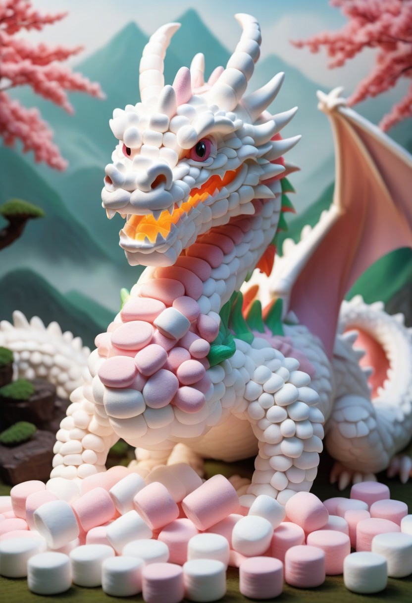 honor, courage, a dragon with Jed-mrshmlw scales, 8-shaped air dance, old martial arts tradition, dragon of the west, greenery of Jed-mrshmlw