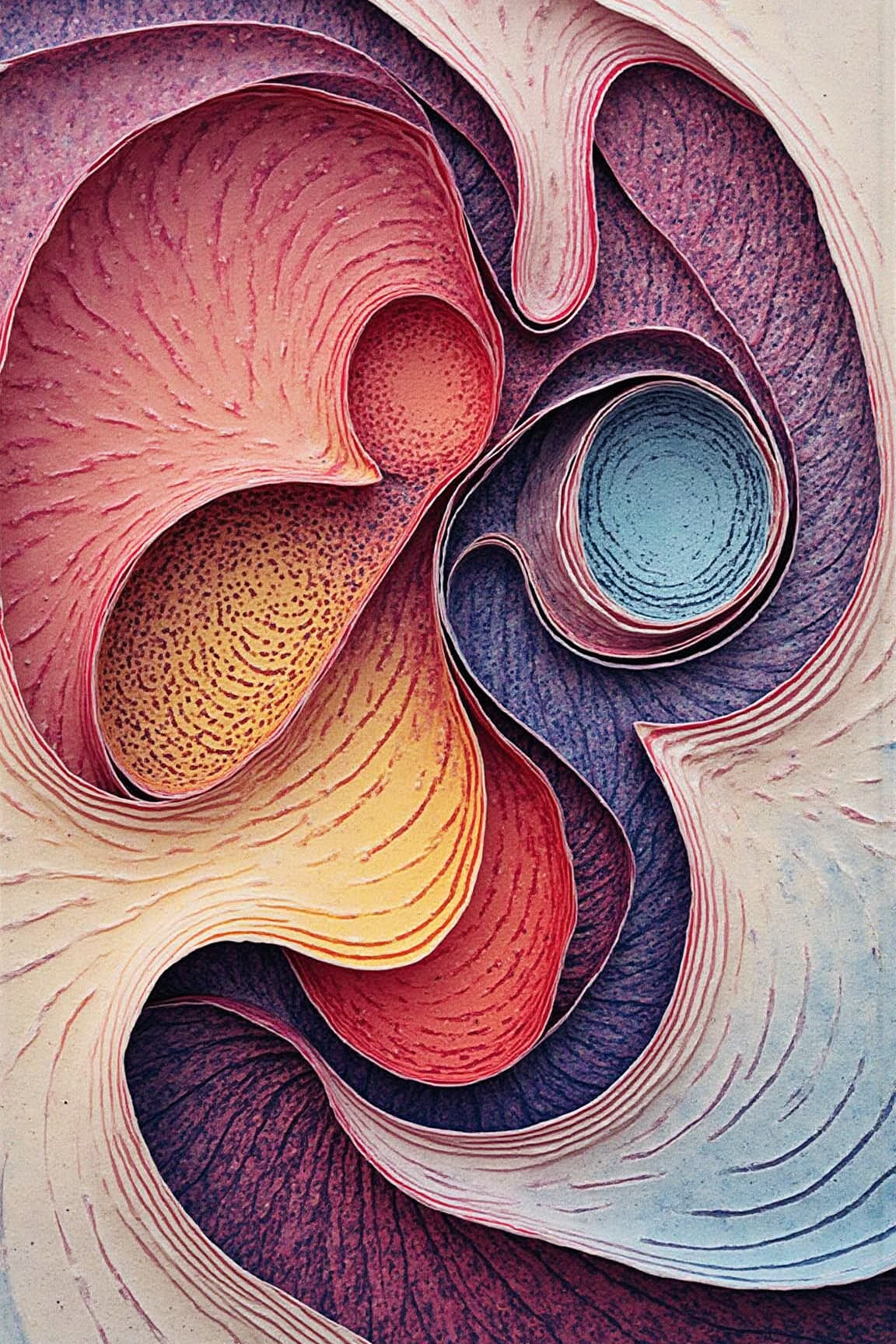 , YFG-Ge0m Produce an abstract art piece featuring swirling, colorful shapes that evoke a sense of energy and movement. The artwork is composed of vibrant hues, textures, and patterns, creating a dynamic visual experience for the viewer.