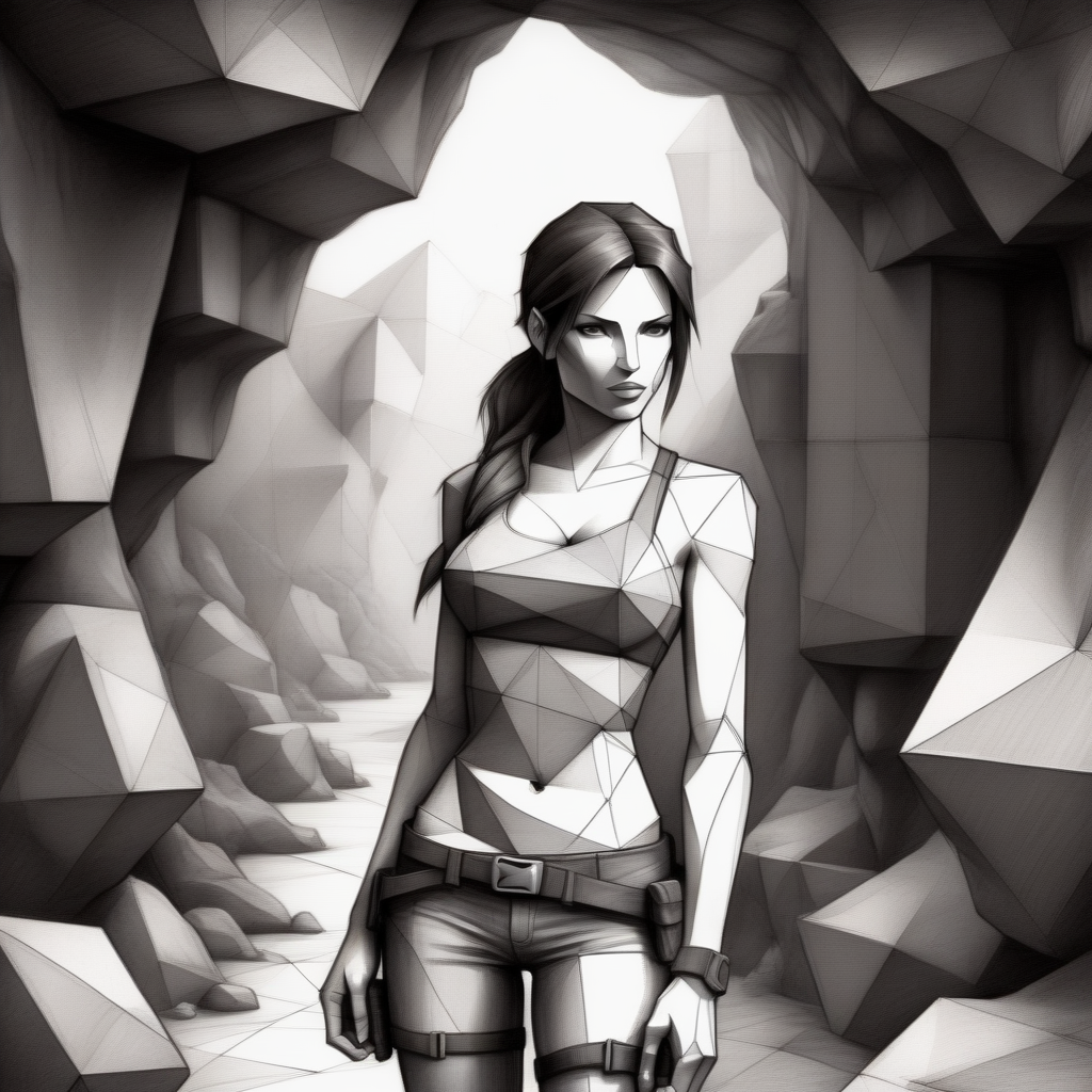 gformix geometric sketch girl Lara Croft in a cave
 <lora:gformix:0.8>