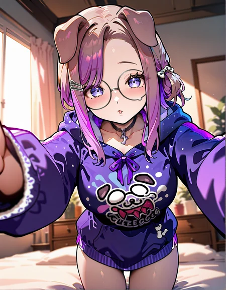 masterpiece, perfect quality, best quality, absolutely eye-catching, absurdres, highres, newest, indoors, <lora:komaenadeshikoillustriousXL:1>, 1girl, komaenadeshikopajama,