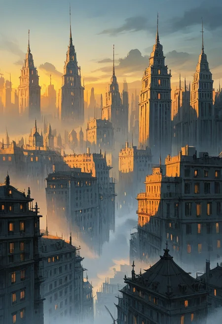 no humans, city, skyscraper, cloud, fog, mountainous horizon, sunset,
BREAK
<lora:Ink_wash_painting_style_v1.5:1>,
BREAK
best quality, masterpiece, very aesthetic, absurdres, highest detailed, very awa, simple background,
