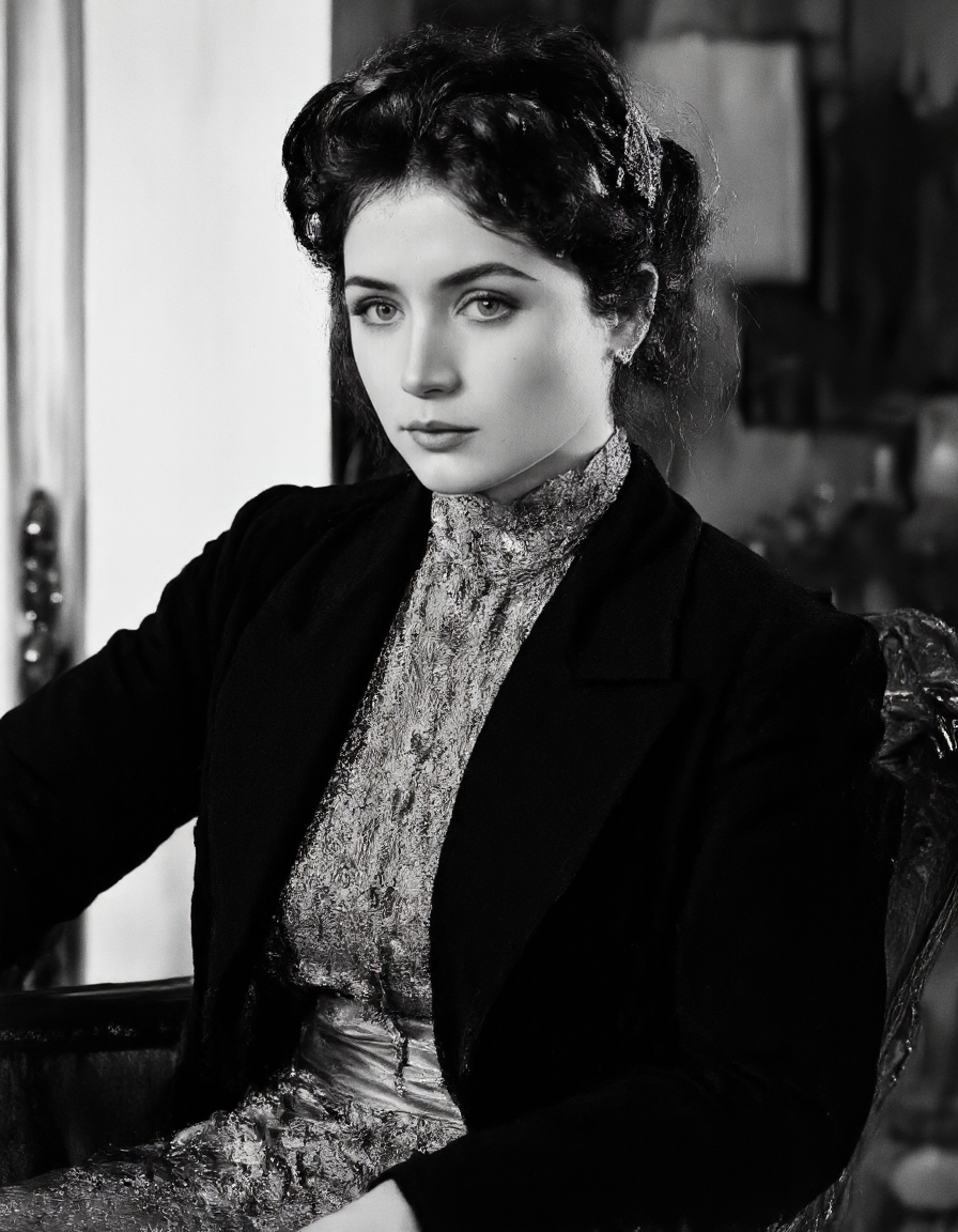 Portrait of pretty mature 45yo woman, <lora:1900s_Drama_Movie:1>, ArsMovieStill, movie still from a 1900s drama movie, <lora:anarmas_local_v2_large-merge_41v1_11v3_04_06_05_11v4_05:1>