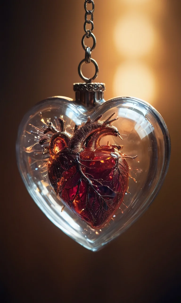 Glass heart, macro photography