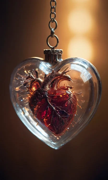 Glass heart, macro photography