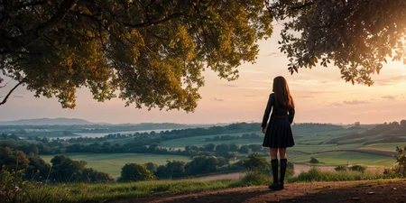 <lora:Beautiful outdoor-Countryside:0.6>,Beautiful outdoor,1girl,, edge quality, perspective silhouette, 8k, best quality, masterpiece, extremely detailed, rule of thirds, photorealistic, superb, HDR, high resolution, sharp focus, photorealistic rendering, extremely detailed description, professional, gorgeous and intricate detail,