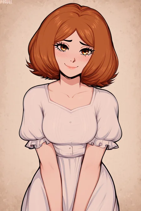score_9, score_8_up, score_8, medium breasts, (curvy), cute, eyelashes, BREAK, , zzEdel, brown eyes, medium hair, brown hair, short hair, dress, collarbone, puffy short sleeves, <lora:EdelFrieren_PDXL:1.0>, , BREAK, <lora:Afrobull_PDXL_v4:0.8>, ,,, BREAK, smile, looking at viewer, closed mouth, cowboy shot, ,,, embedding:zPDXL, Expressiveh, ,,, <lora:SDXLFaeTastic2400:0.5>, <lora:Expressive_H-000001:0.4>,