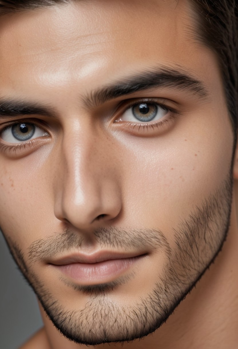 25 yo male model, headshot, skin details, intricate details, highly detailed photography, looking at viewer