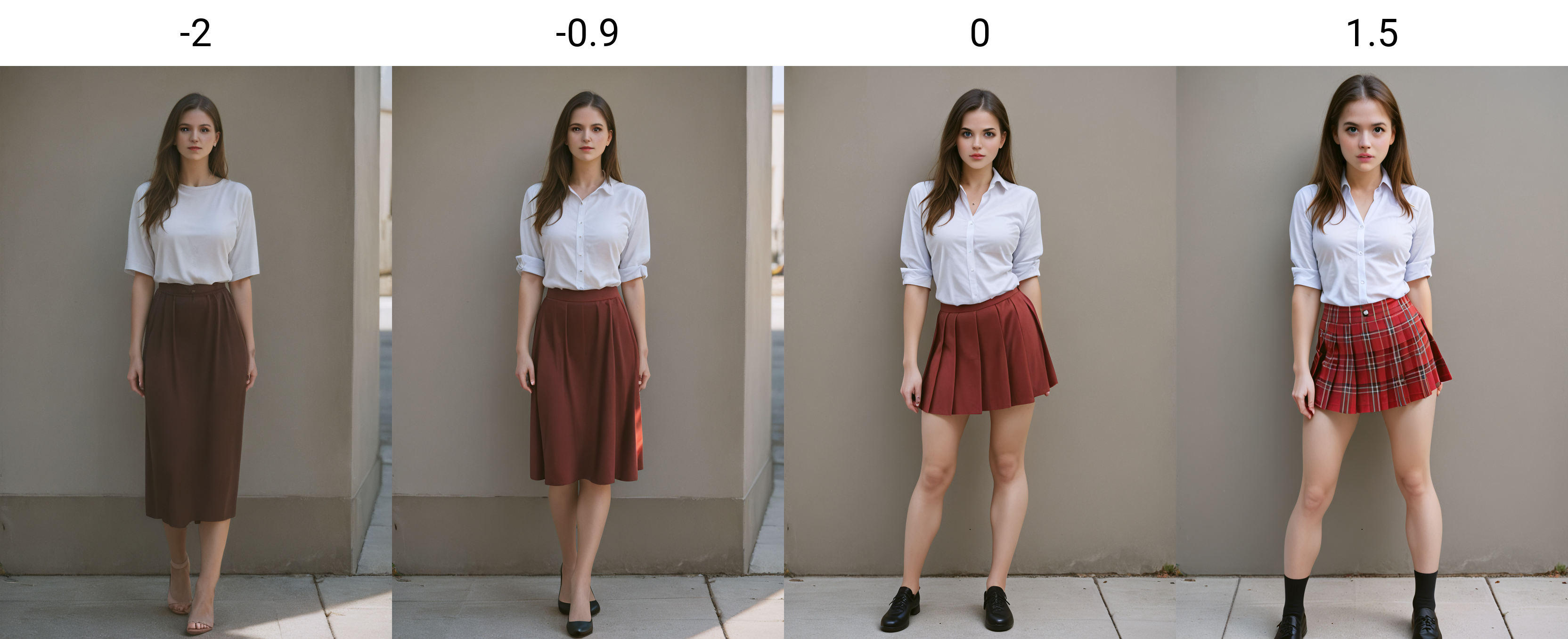 <lora:Skirt Length_alpha1.0_rank4_noxattn_last:-2>, woman, skirt, facing viewer,