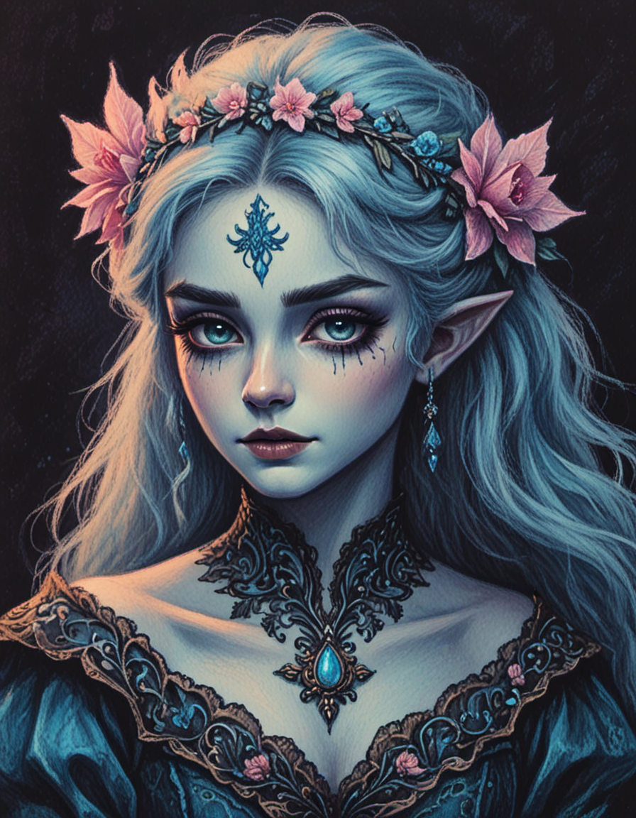 novuschroma13 style pastels dark elf rococo art  <lora:sdxl_lightning_8step_lora:1> <lora:novuschroma13 style_2:1>