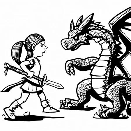 drawix19 warrior girl and dragon<lora:drawix19:1>