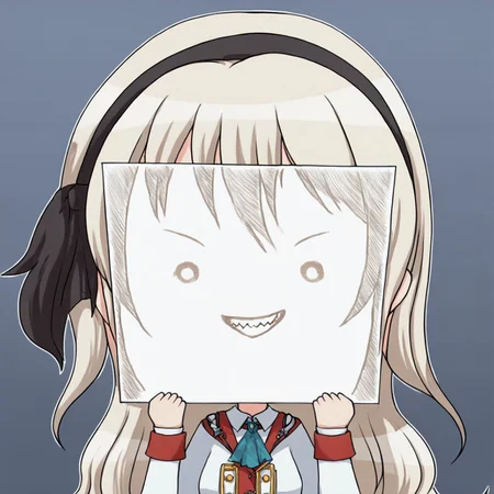 score_9, score_8_up,score_7_up, source_ anime,PaperLikeFace,   zeroElie, black hairband, hair ribbon, long hair, ascot, uniform, long red sleeves, white dress, pencil skirt, belt, black pantyhose, white boots, white hair, wide grin, sharp teeth, wide open eyes,
 <lora:PaperLikeFacePony:1.1> <lora:elie-pdxl-nvwls-v1:0.85>