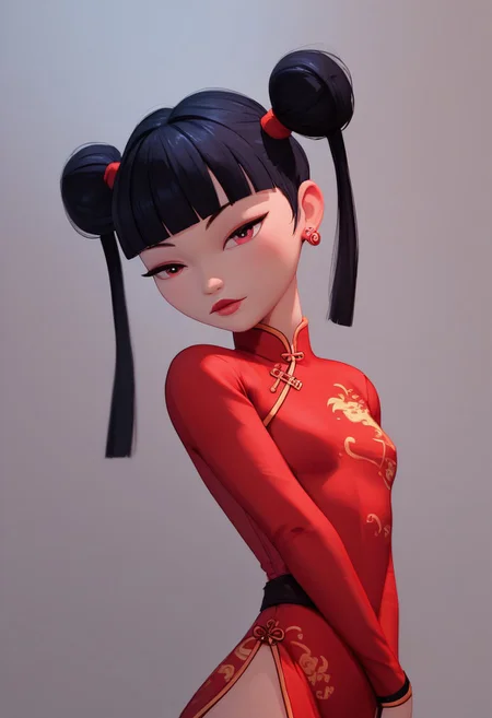 score_9, score_8_up, score_7_up, masterpiece, high quality, absurdres, 4k, highly detailed,
-
kimiko 1girl, black hair, solo, twintails, bangs, chinese dress, cheongasm, red china dress, blunt bangs, petite,
-
posing, dynamic angle