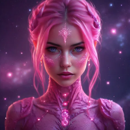 Gorgeous Galactic female with pink hair