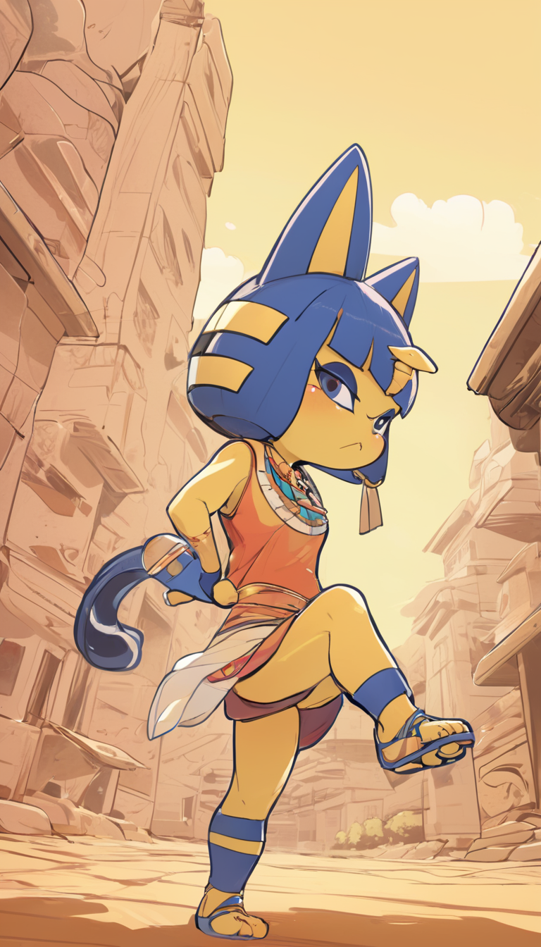 Cinematic scene, hero view, Ankha, Animal Crossing <lora:ankha_v0.0.1:1>, action pose, nature, detailed background, masterpiece, best quality, high quality, absurdres, (Anime Scene, Toonshading, Satoshi Kon, Ken Sugimori, Hiromu Arakawa:1.2), (Anime Style, Manga Style:1.3), Low detail, sketch, concept art, line art, webtoon, manhua, hand drawn, defined lines, simple shades, minimalistic, High contrast, Linear compositions, Scalable artwork, Digital art, High Contrast Shadows, glow effects, humorous illustration, big depth of field, Masterpiece, colors, concept art, trending on artstation, Vivid colors, dramatic