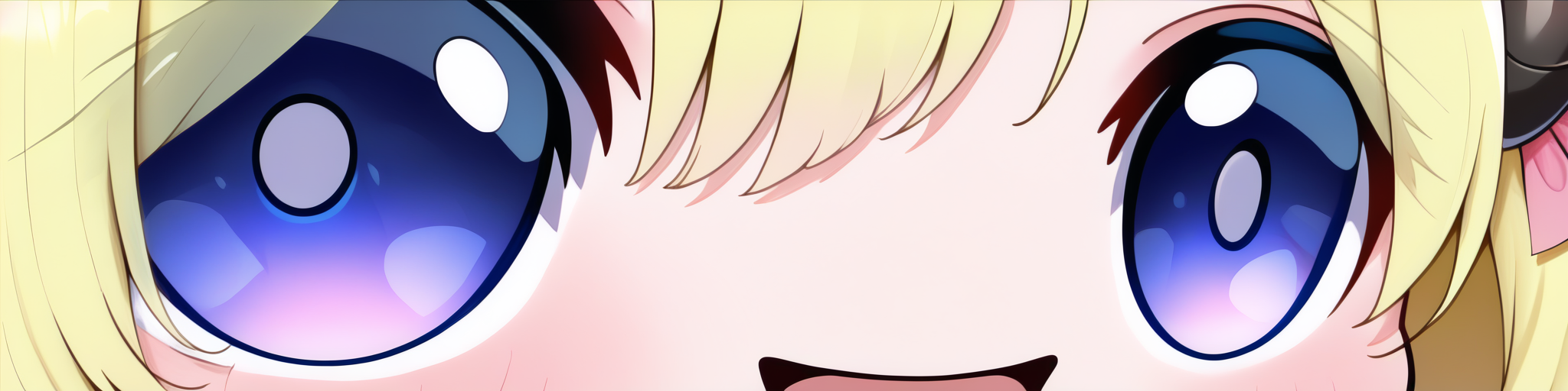 masterpiece, best quality, newest, absurdres, highres, eye focus, close-up, smile, :d, portrait,  <lora:StareMeme_illusXLNoobAI_Incrs_v1-000008:1>, tsunomaki watame,