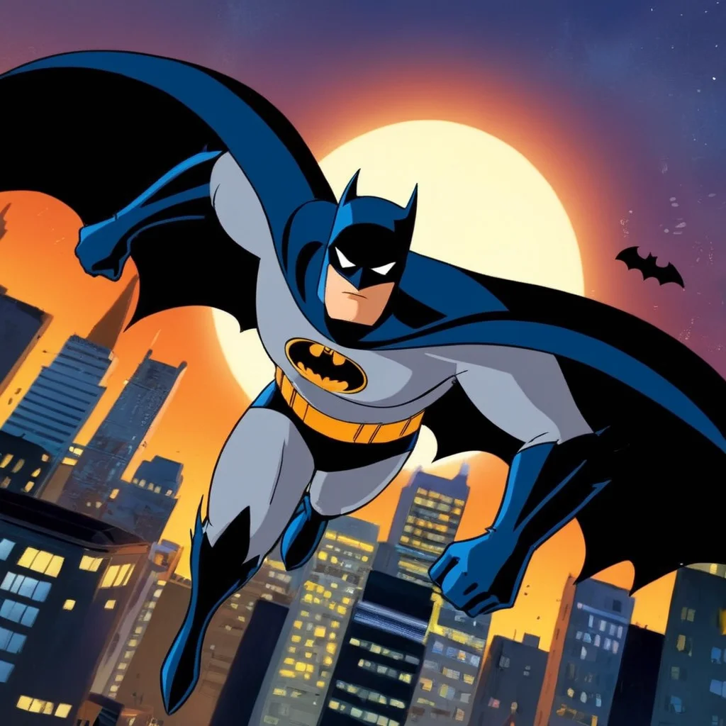 anime artwork of <lora:Batman:1.4>
Batman a cartoon batman flying through the air In Gotham City Universe, anime style, key visual, vibrant, studio anime, highly detailed