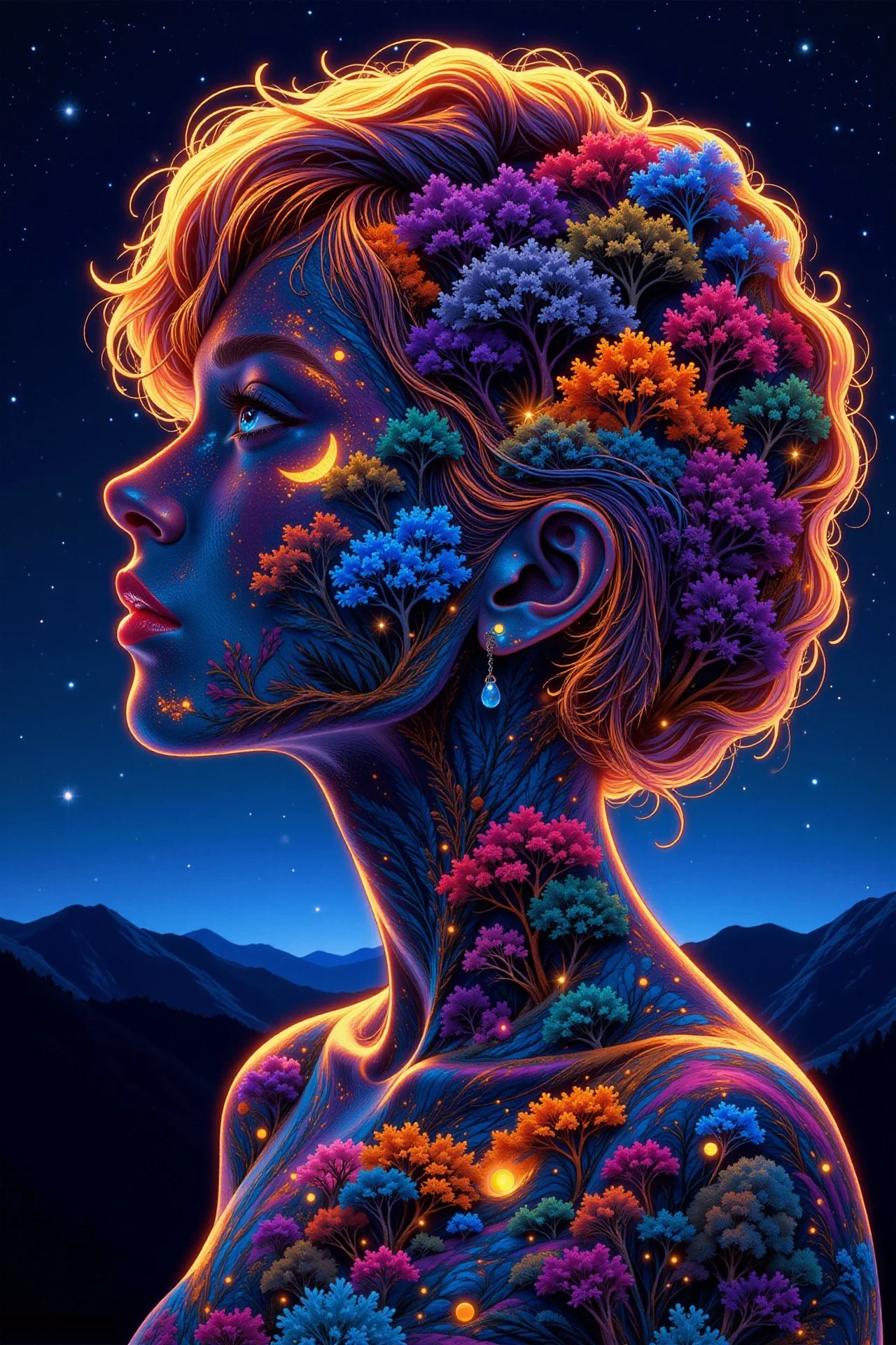 woman head beautiful  landscape, bright luminous night, woman,  very intricate, very detailed, sharp, bright, colorful, <lora:Hand v2:0.5> <lora:Anti-Blur:1><lora:Insane Detail Slider:0.25>  <lora:flux.1_lora_flyway_Epic-detail_v2:0.3> <lora:fluxenhancer:0.25> <lora:anime_retro:1> anime_martz, anime_retro
