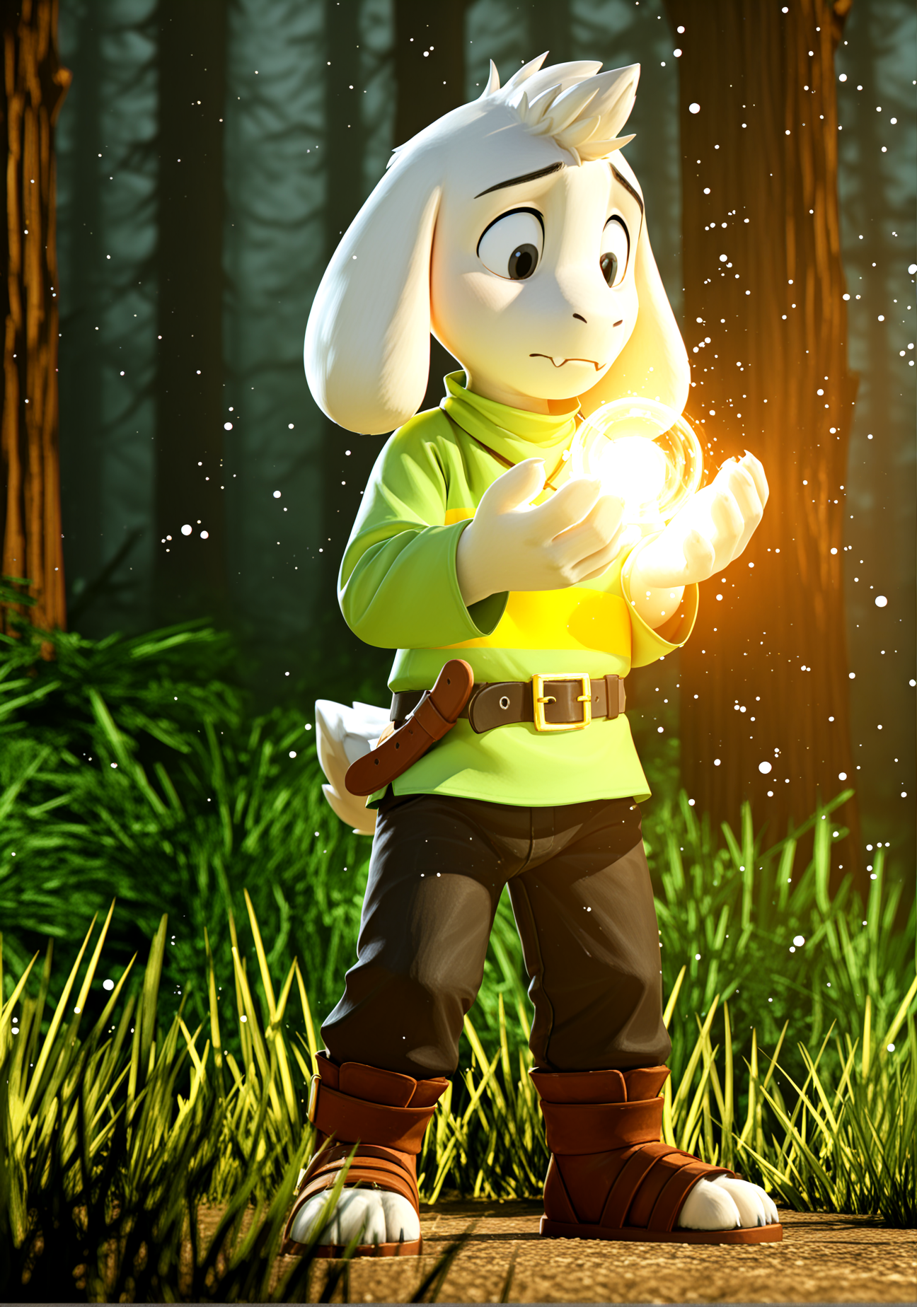 (impressionist painting:1.3), 1boy, <lora:AsrielIllustriousNAI-000030:0.8> Asriel Dreemurr, undertale, caprine, boss monster, cub, young, black eyes
dark forest BREAK
bottomwear, belt, footwear, toeless footwear, belt, glowing, sad, kneel, casting magic, magic in hands, particles, low angle, CGI, 3D, HDR, IMAX, particles, cinematic shadows, cinematic light, (ambient occlusion, raytracing, film-style contrast, chromatic aberration, depth of field), detailed background, <lora:spo_sdxl_10ep_4k-data_lora_webui:1> perfect quality, best quality, detailed environment, clear composition, absurdres, very aesthetic, high resolution, newest (masterwork, masterpiece, hyper-detailed, 8k uhd), BREAK
(SuperQuality:1.0) ~ (SuperQuality:1.2)âââ