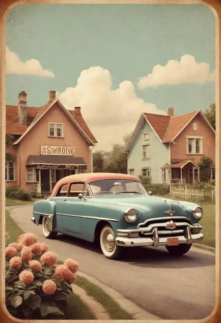 Design a nostalgic and charming image with a vintage aesthetic, reminiscent of a bygone era.