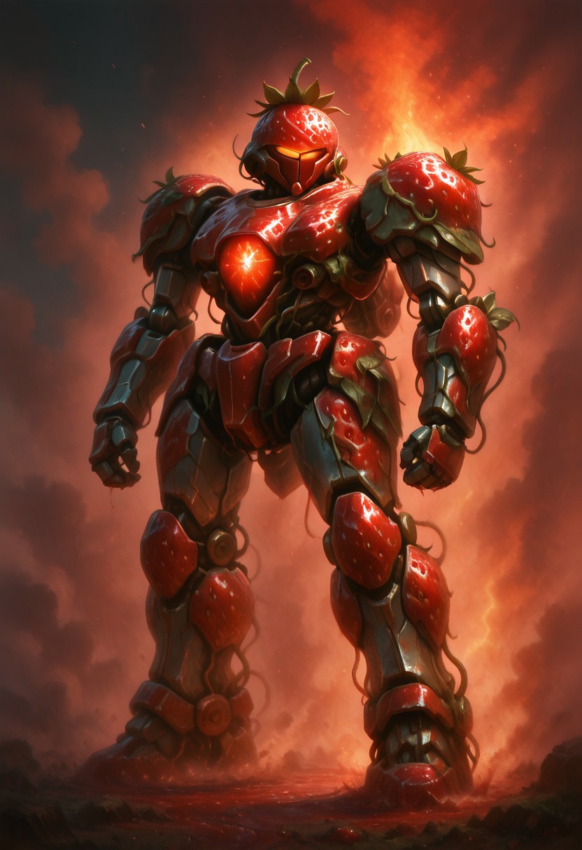 masterpiece, best quality,    strbrry, mecha, shiny metal,