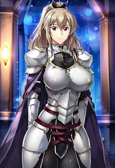 easynegative, FastNegativeV2, EasyNegativeV2, haganef, overfit style, large breasts, 1girl, solo, thicc big breasts, sexy body , big butt, big breasts, shaggy big breasts, young, big chest, <PUT OVERFIT STYLE IN NEGATIVE PROMPT>, anime, negative_hand, smile,
Eydis, red eyes, light brown hair, long hair, ponytail, battle uniform, knight armor, skirt armor, dark purple cape, cape behind back
big breasts, shaggy big breasts, mature, young