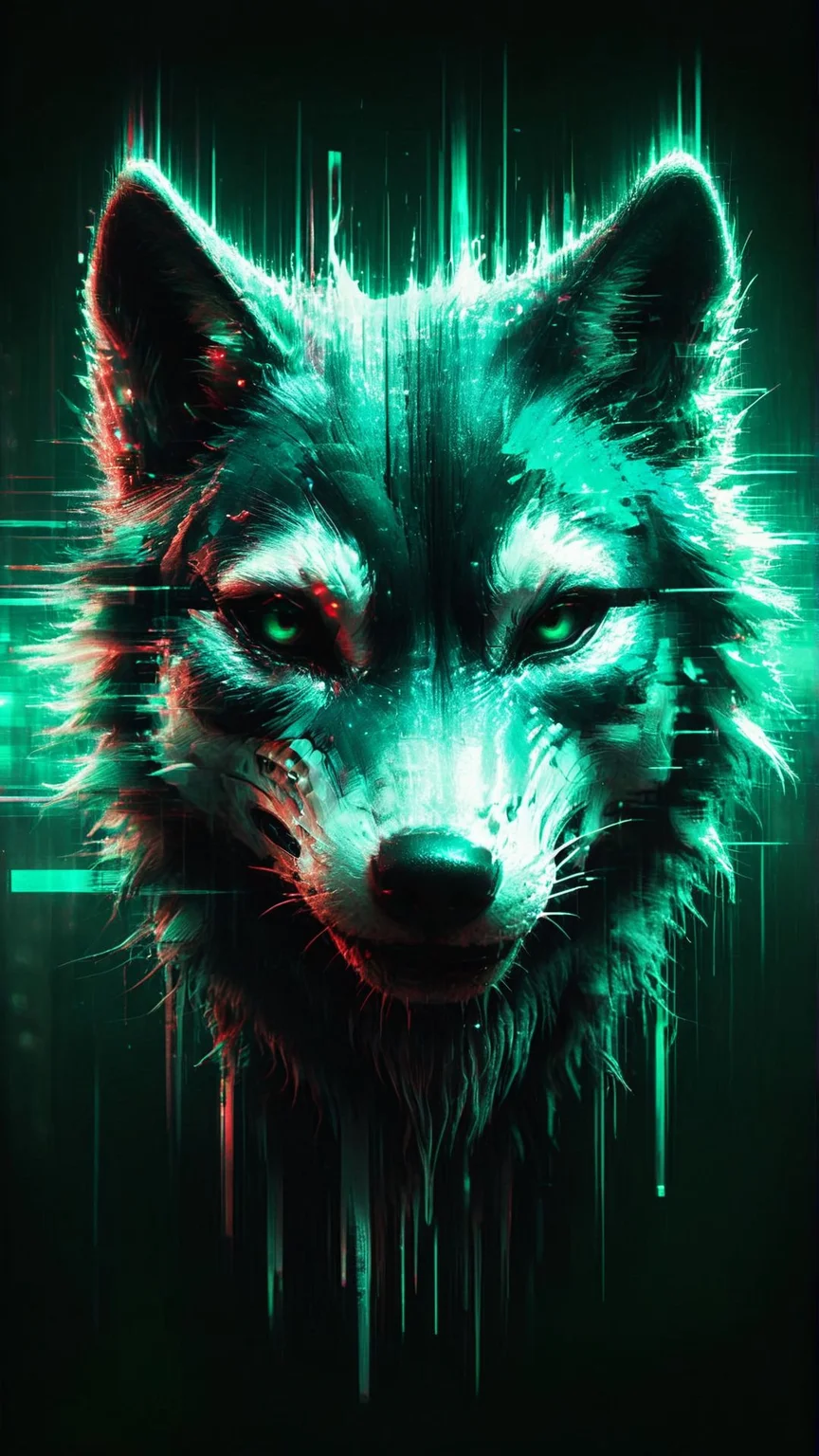 Photograph of a heist mask shaped like a wolf with horror design, metallic green and fluid silver like mercury, minimalistic blurry horror background, horror light 
 <lora:aidmaGlitchStyle-v0.1:0.75> glitch, flickering, digital, glitching
 <lora:SDXLFaeTastic2400:0.35>
 <lora:aidma-Image Upgrader-v0.1:0.4>