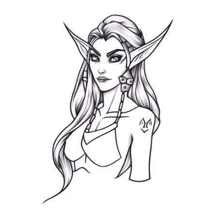 A female Night elf WoW tattoo <lora:SDXL-tattoo-Lora:1>