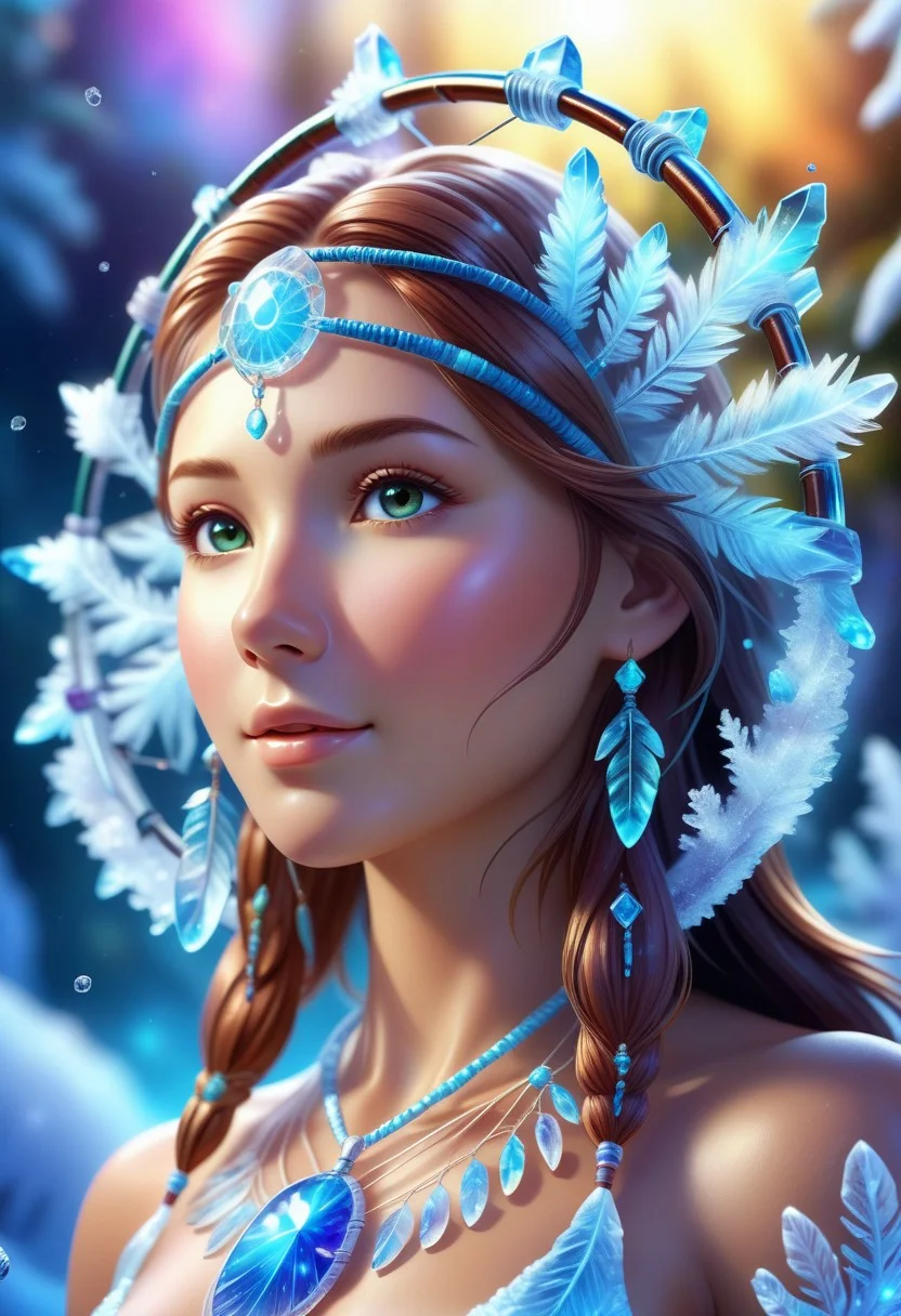 made out of Jed-Blmicry, masterpiece, full of details, Digital art, pleasant Dreamcatcher, Islandpunk, Depth of field 100mm, pretty, <lora:BioIceCrystalStyle-000006:0.7>, located artistic, winning, full color, rich deep colors, lush, detailed, great light, very inspirational