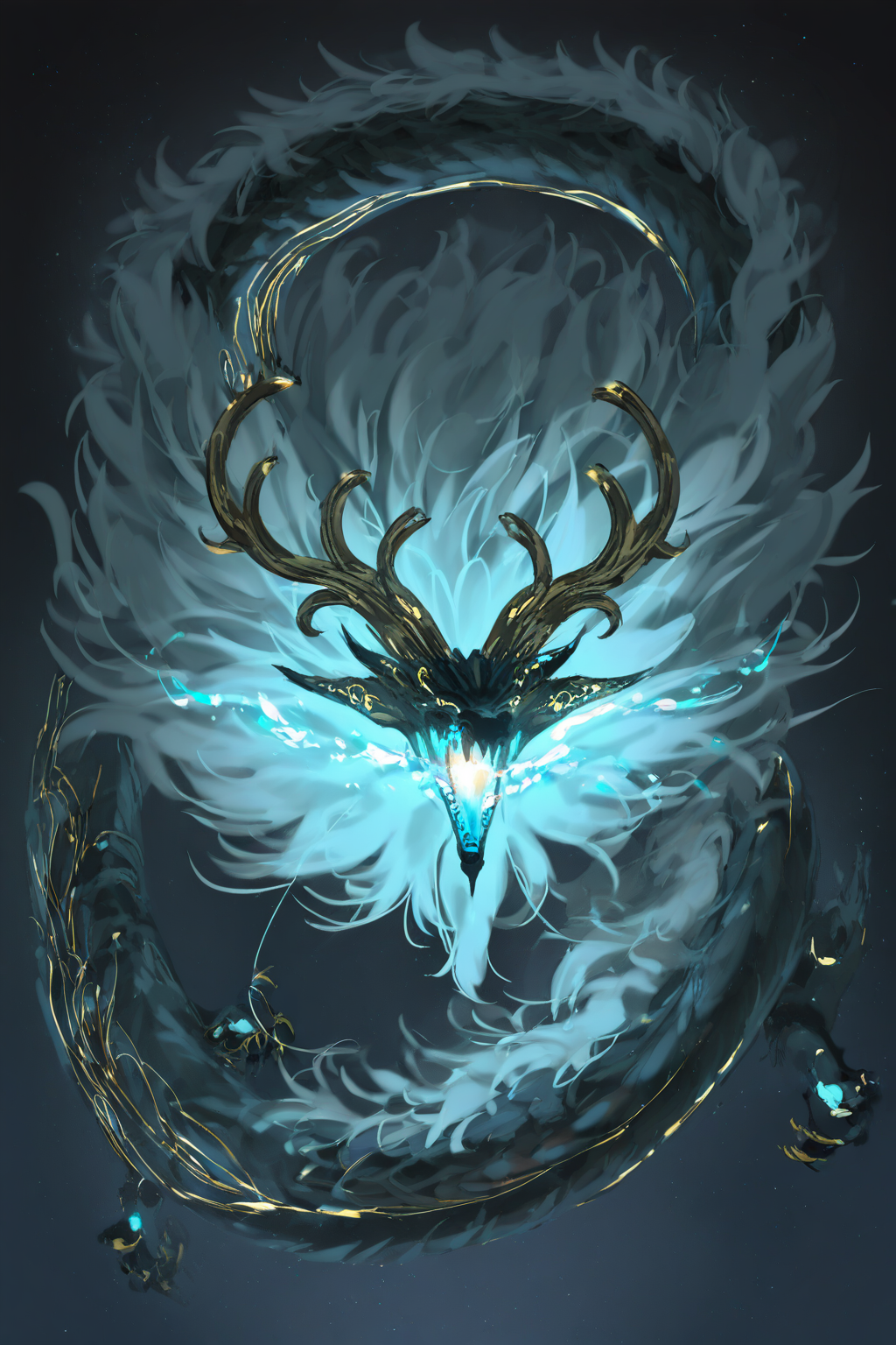 jue \(wuthering waves\), eastern dragon, dark background, glowing, no humans, horns, glowing, star \(sky\), dragon, solo, open mouth, breath of fire,claws,blue breathing fire, [[dragon tail]],{very awa},masterpiece,best quality,highres,newest, nixeu,<lora:jinhsi_e5-000008:1>