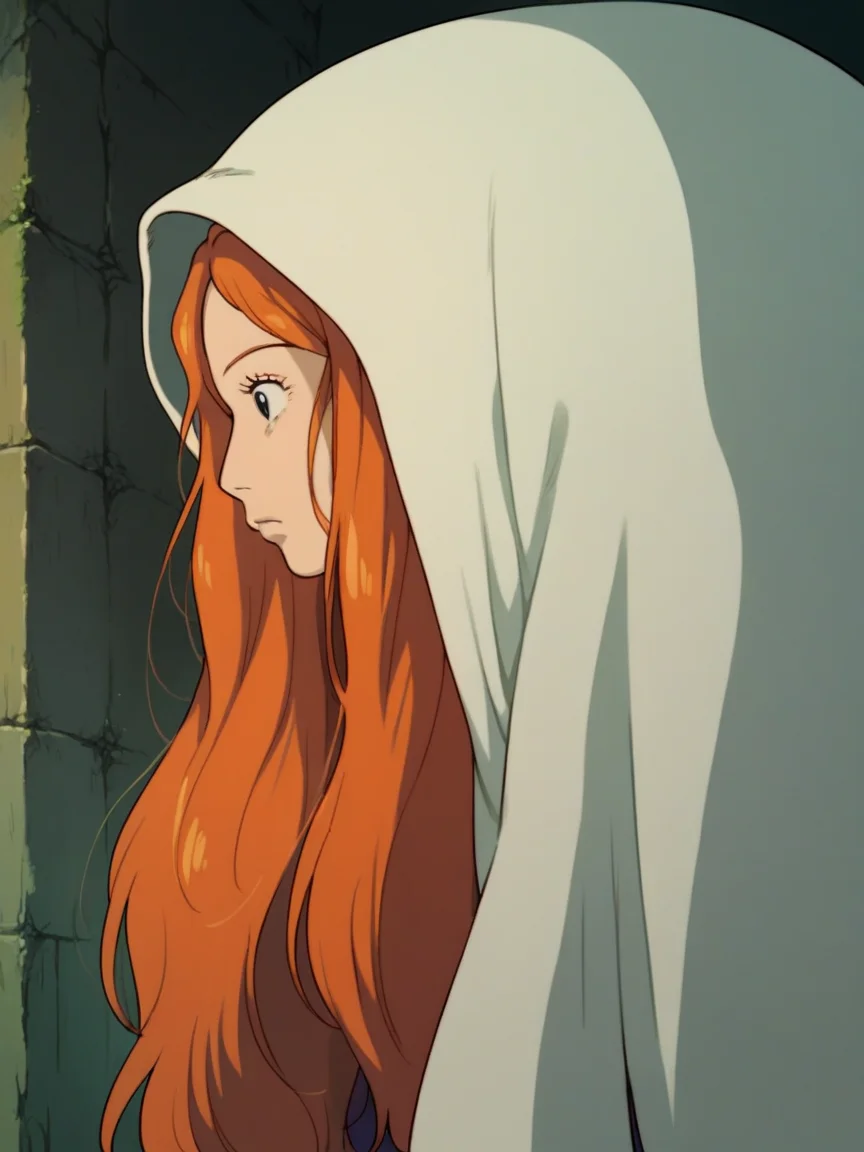 score_9, score_8_up, score_7_up, score_6_up, score_5_up, <lora:Ghibli2XLP:1> ghibli, solo, 1girl, long hair, ginger hair, curvy, ghost,