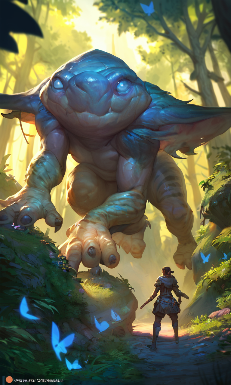 score_9, score_8_up, score_7_up, BREAK, nature, fantasy forest, sunny, scenery, depth of field, hearthstonestyle, <lora:HearthStoneStyle_v1:0.8>