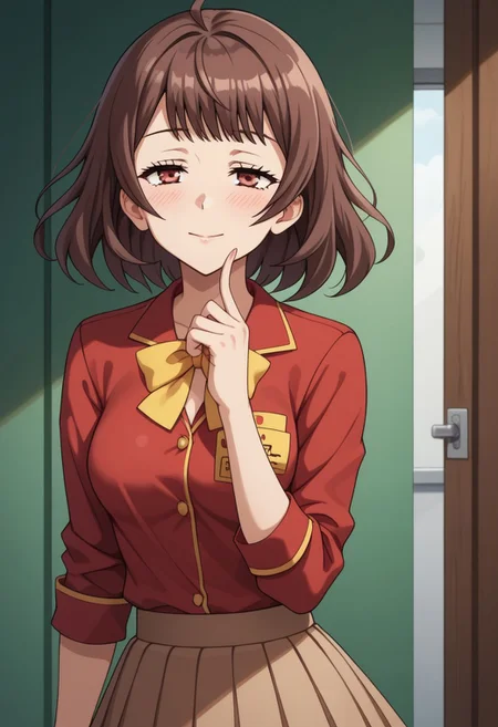 score_9, score_8_up, score_7_up, source_anime, (solo:1.9)
BREAK,
HDA_MasterpieceXL_v.1,
BREAK
Kashima,<lora:Kashima_BWBGD-v:1>, Bokutachi wa Benkyou ga Dekinai,small hair, airy bob,Brown hair, brown eyes.tired eyes ,medium breasts
BREAK
half body,blazer, red blazer, bow, pleated skirt, light brown skirt, red stripe on the skirt, uniform, shirt, skirt,