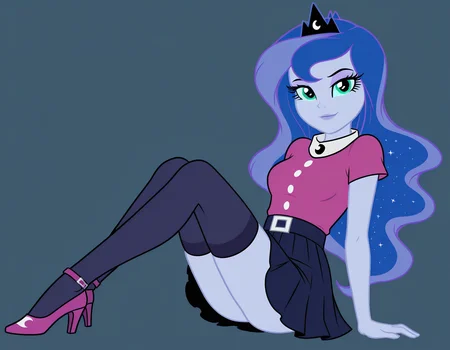 resolution, masterpiece, high resolution, (SOLO: 1.2) , Equestria Girls wild, detailed background, costs
<lora:Princess_Luna:1>Princess Luna female, solo, alpha channel, human, clothing, simple background, mammal, hair, digital media (artwork), transparent background, legwear, skirt, clothed, blue eyes, bottomwear, stockings, crown, smile, blue hair, looking at viewer, blue body, two tone hair, blue skin, humanoid, footwear, multicolored hair, headgear