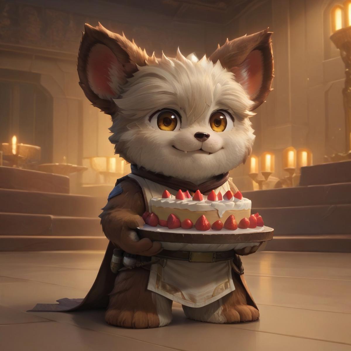(((furry character))), (((Nubs_pooba))) eating cake in the canteen, portrait, BREAK, masterpiece, ((detailed background)), ((dynamic background)), 8K, (masterpiece:1.5), intricate details, highly detailed, extreme detail, octane render, unreal engine, ((anime art)), best quality, highres, (detailed face:1.5), ((full_body)), UHD, (((perfect hands))), low light