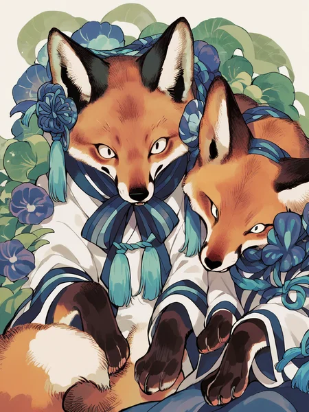 score_9, score_8_up, score_7_up, score_6_up, score_5_up, <lora:tonbippoXLP:1> tonbippo, no humans, animal, fox