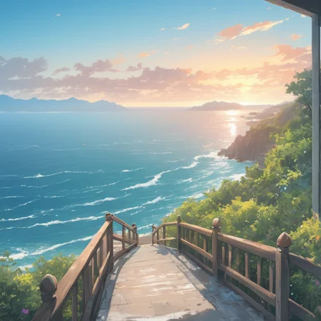Beautiful scenery, ocean view, maintain view, detailed background, vivid