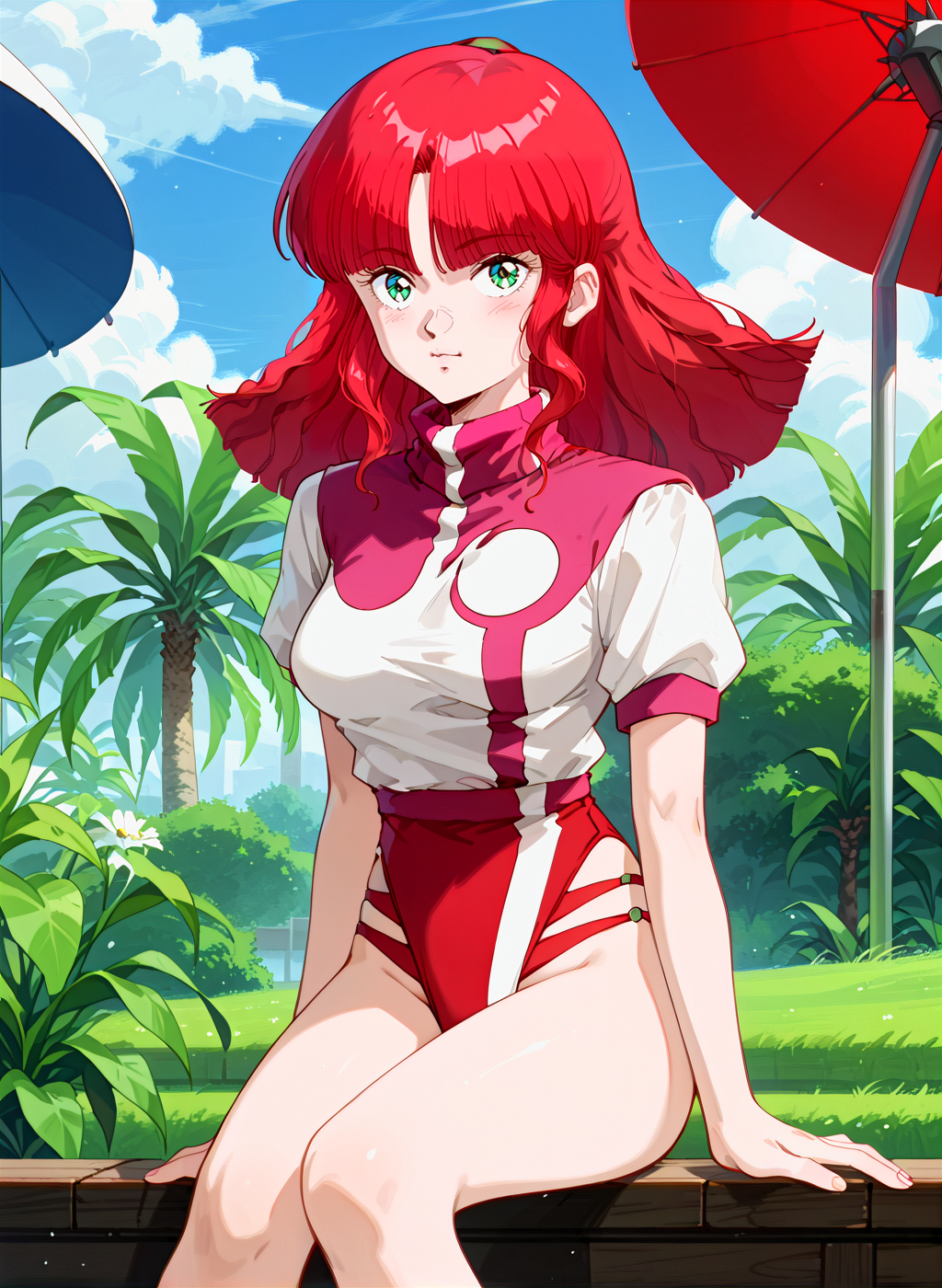 score_9,score_8_up,score_7_up,source_anime,anime,nsfw,rating_explicit,uncensored,High quality,Ultra detailed,best quality,insanely detailed,beautiful,masterpiece,perfect lighting BREAK
outdoors,<lora:jung_freud_V1:1>,(jung_freud, red hair, long hair, green eyes, medium breasts,),(red leotard,uniform,turtleneck,short sleeves),(1980s (style), retro artstyle),1girl,solo,giggling,sitting,from_behind,,looking_at_viewer,