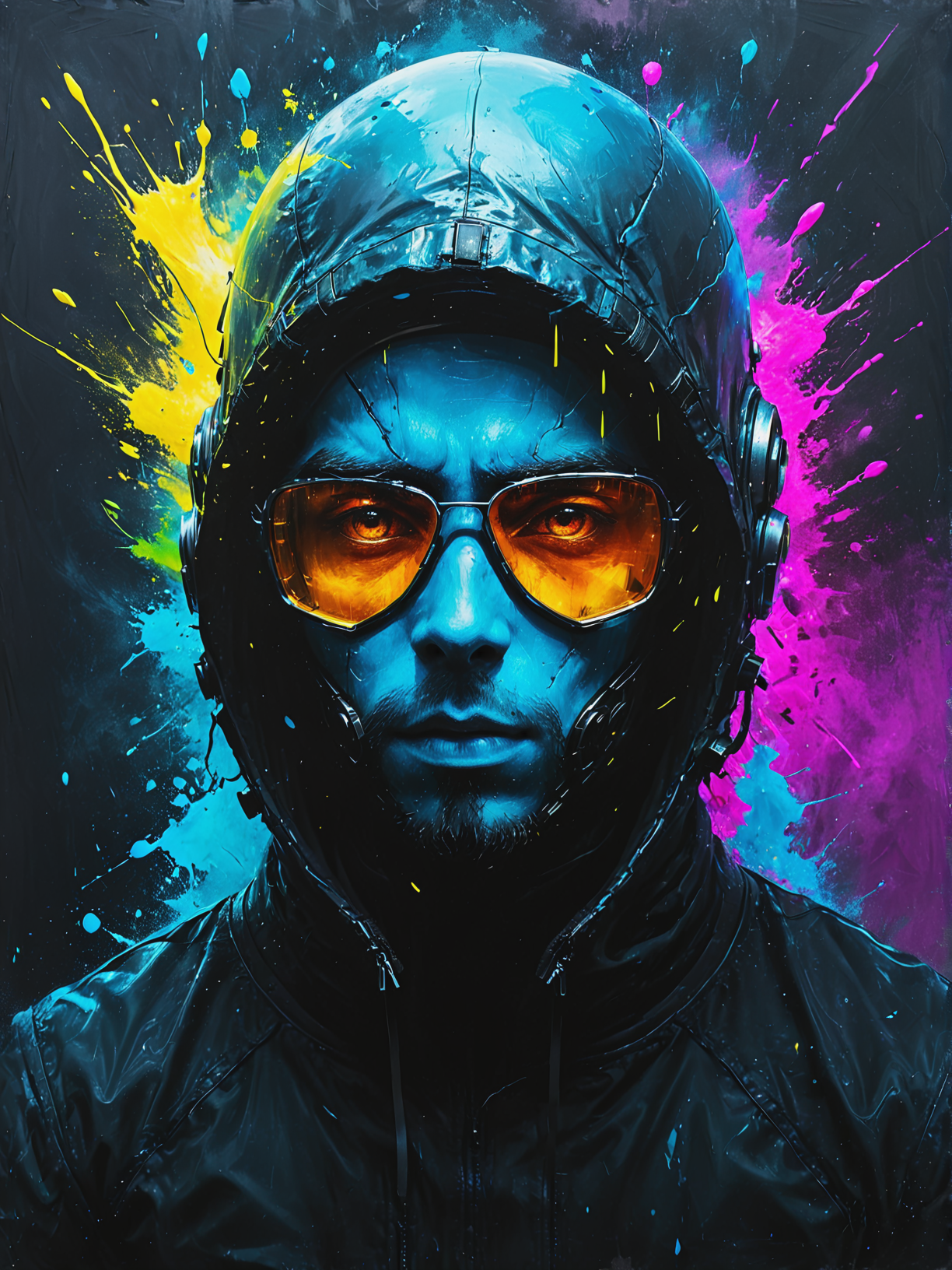 [Rebel hacker in holographic interface:Cybernetic stunt performer defying physical limits:0.5], ultra-fine digital painting, <lora:xl_more_art-full_v1:0.3>,  <lora:Desolation:0.6> <lora:gorgoeus_splash_of_vibrant_paint:0.7> Gorgeous splash of vibrant paint