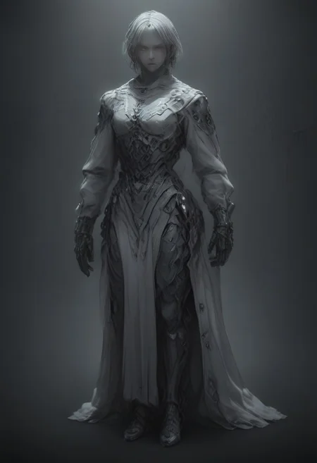 Setting within dark concrete ruins.
Full body portrait, angry expression, looking at camera, standing, feet visible, normal human proportions,
man, tall smart person, royal soldier, royal military, regal being,
ornate uniform, (white and gold porcelain royal celestial clothes), holding scifi weapon, mechwear, commando uniform, crystal details in armor, crystal ornate earrings, crystal jewelry, details fractal armor,
((((crystallization of the face)))), teeth made of quartz, ((((eyes made of ulexite)))), hair made of Fanlike acicular-fibrous crystal groups, thin crystal hair, flowing white fractal hair, large perfect eyes, crystal iris, eyes made of crystal, ((white porcelain skin)), (white_skin), glowing clear eyes, celestial eyes, interweaving techno-anatomical and fractal elements, Ellen Jewett's intricate sculptural craftsmanship, no eyebrow hair,
dynamic lighting highlighting multifaceted textures, cinematic post-processing for an exquisite visual narrative, breathtaking surreal masterpiece,
sci-fi royal palace setting, single source lighting, low light setting, dark room, intense lighting,