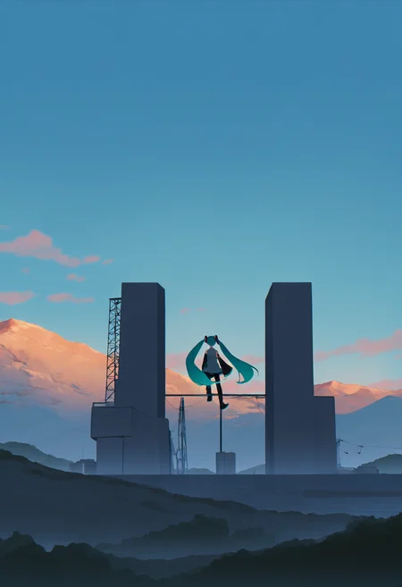 masterpiece, best quality,,detailed_background,outdoors,hatsune miku,non-web source,yuh