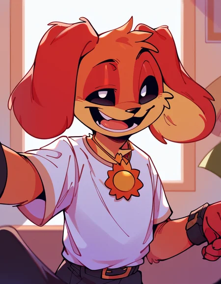 score_9, score_8_up, score_7_up, high quality, hires, dogday, poppy playtime, male focus, furry, cute, seductive, smug, open mouth, solo, sun necklace, room, day, <lora:Dog_Day_Poppy_Playtime:1>