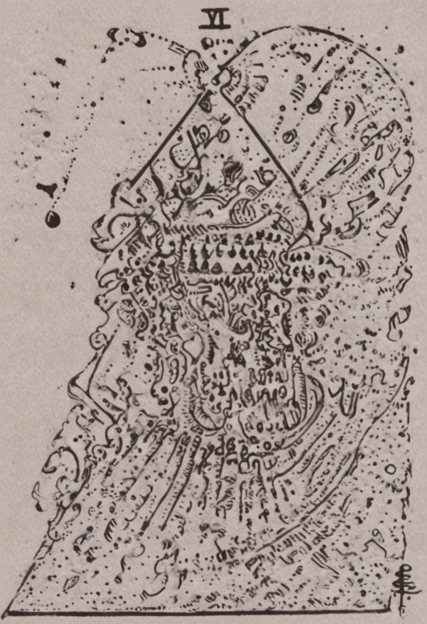 a drawing of Lunar Anubis, performing tetrahedal alchemy of etheral symbolquintessence, (one hand raised showing the eye of hamesh (with rays coming out of it), OverallDetail forging astral keys.<lora:UFO_Alchemy_sdxl:1.0>), ((revelation of method,PStyl3 )<lora:Maximalist_Drawing_BW:0.85>), (map QuinnMora, HaroldFiskMeander background:1.4), made of checkerboard, no human, ((sigil of pyramid, sigil of great power, FancyTurning:1.5), (three planes) X Y Z in occult space