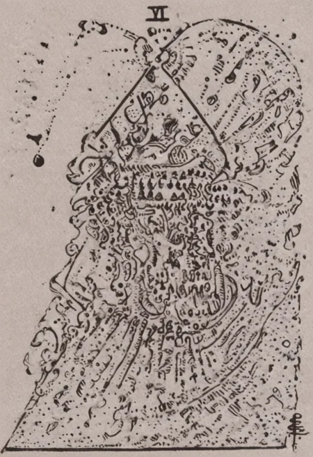 a drawing of Lunar Anubis, performing tetrahedal alchemy of etheral symbolquintessence, (one hand raised showing the eye of hamesh (with rays coming out of it), OverallDetail forging astral keys.<lora:UFO_Alchemy_sdxl:1.0>), ((revelation of method,PStyl3 )<lora:Maximalist_Drawing_BW:0.85>), (map QuinnMora, HaroldFiskMeander background:1.4), made of checkerboard, no human, ((sigil of pyramid, sigil of great power, FancyTurning:1.5), (three planes) X Y Z in occult space