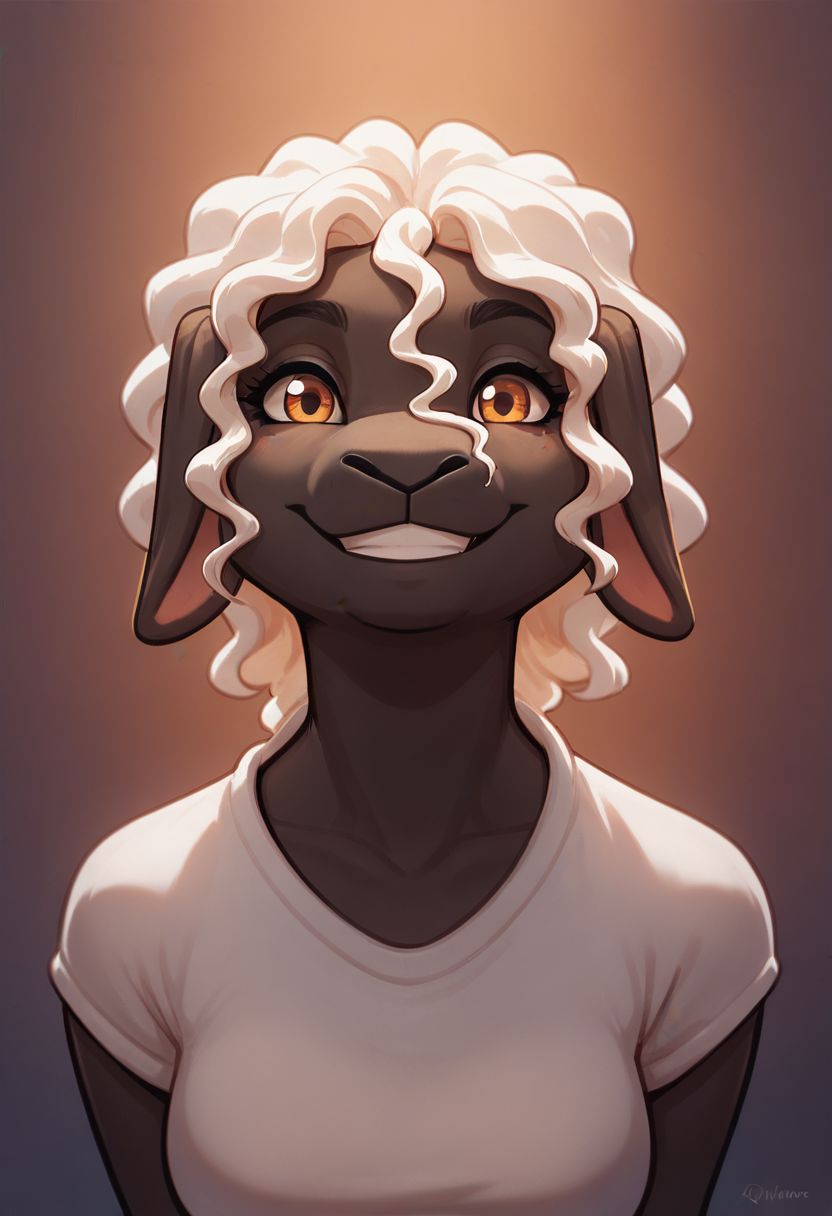 score_9, score_8_up, score_8, 1girl, smooth, anthro sheep , highly detailed, perfect, high quality, high definition, face, up close face, looking at viewer, smiling, close up, face focus